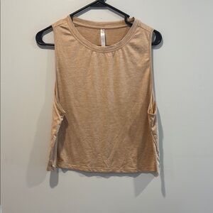 Fabletics Tan Sleeveless Crop Muscle Tee